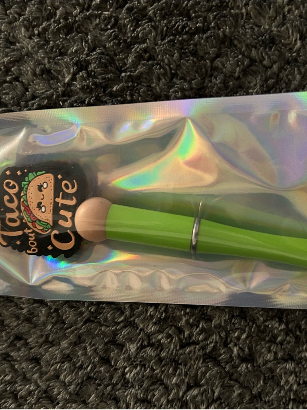 Hand Crafted Green Pen with Cute Taco Charm
